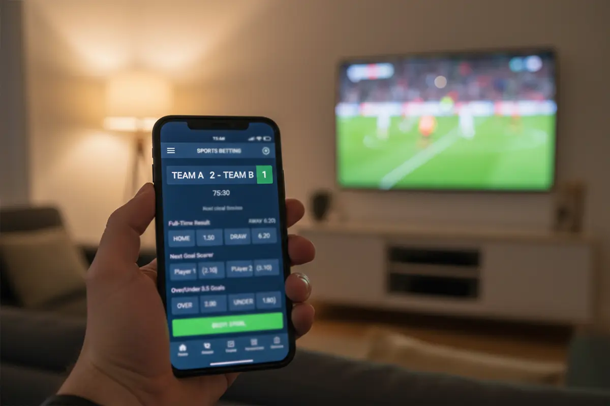 Bet365 mobiele app interface op smartphone