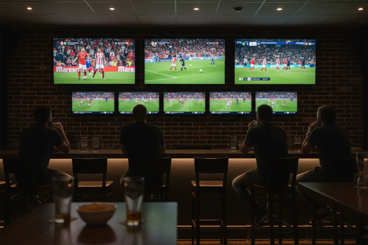 Meerdere voetbalwedstrijden tegelijk op televisie schermen