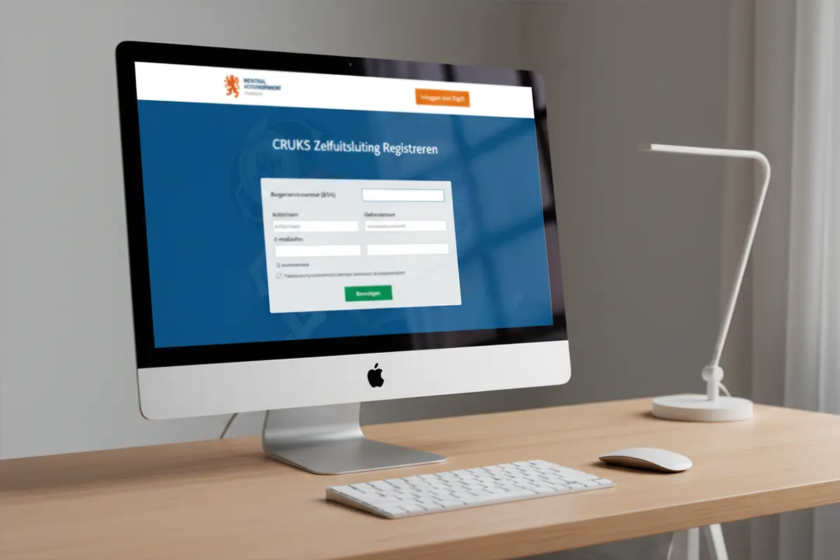 Computer scherm met CRUKS registratie website