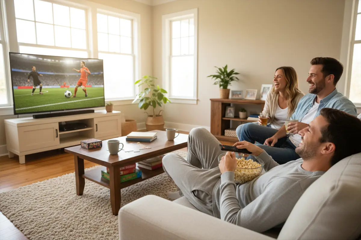 Persoon geniet van sport als entertainment met balans