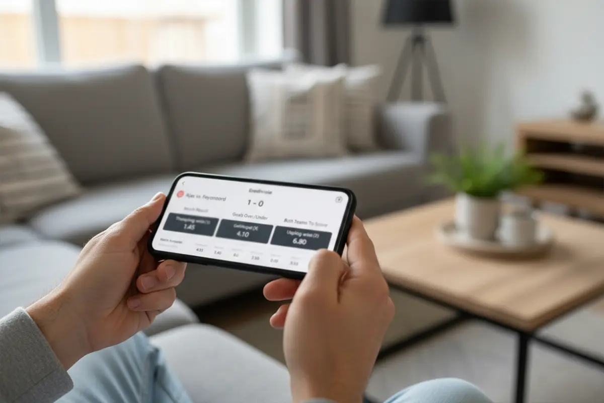 Smartphone met overzichtelijke sportweddenschappen interface
